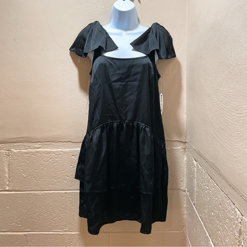 New Black Scoop Women's Satin Bow Mini Dress, Sizes Small, NWT